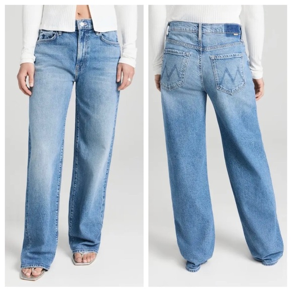 Mother Superior Petite Lil Dodger Sneak Jeans Straight Denim Whiskering Fading